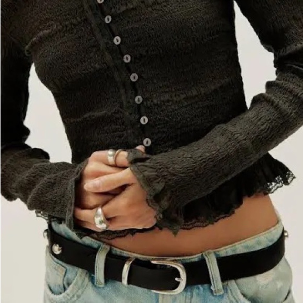 By Superdown Black Button Down Crew Neck! Wear Al… - image 2